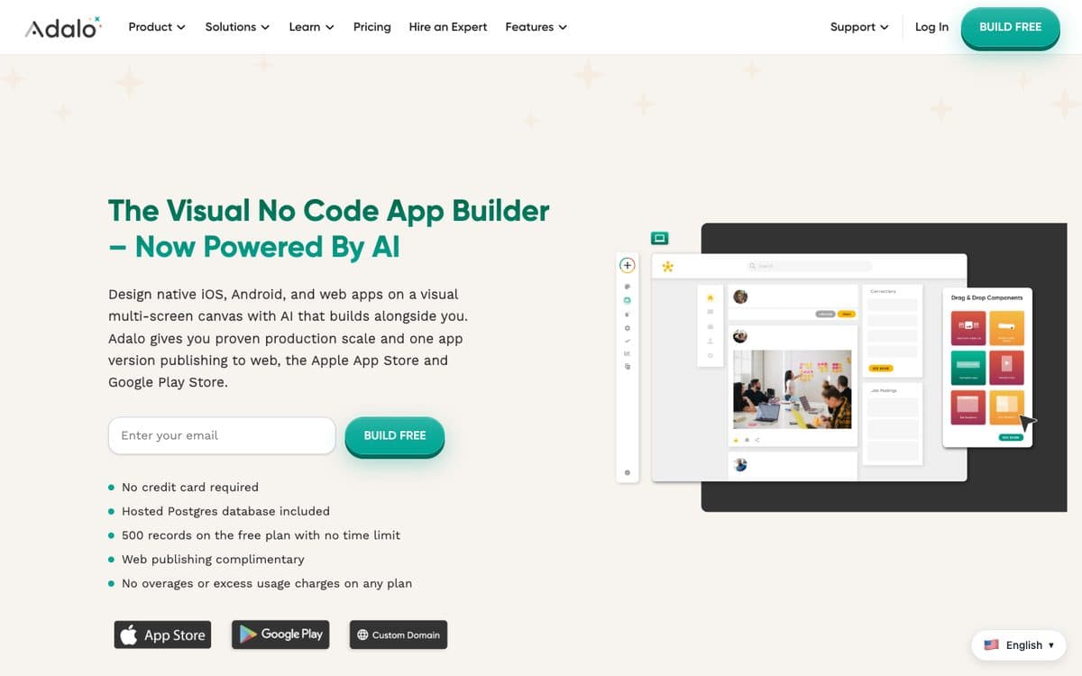 Adalo's home page
