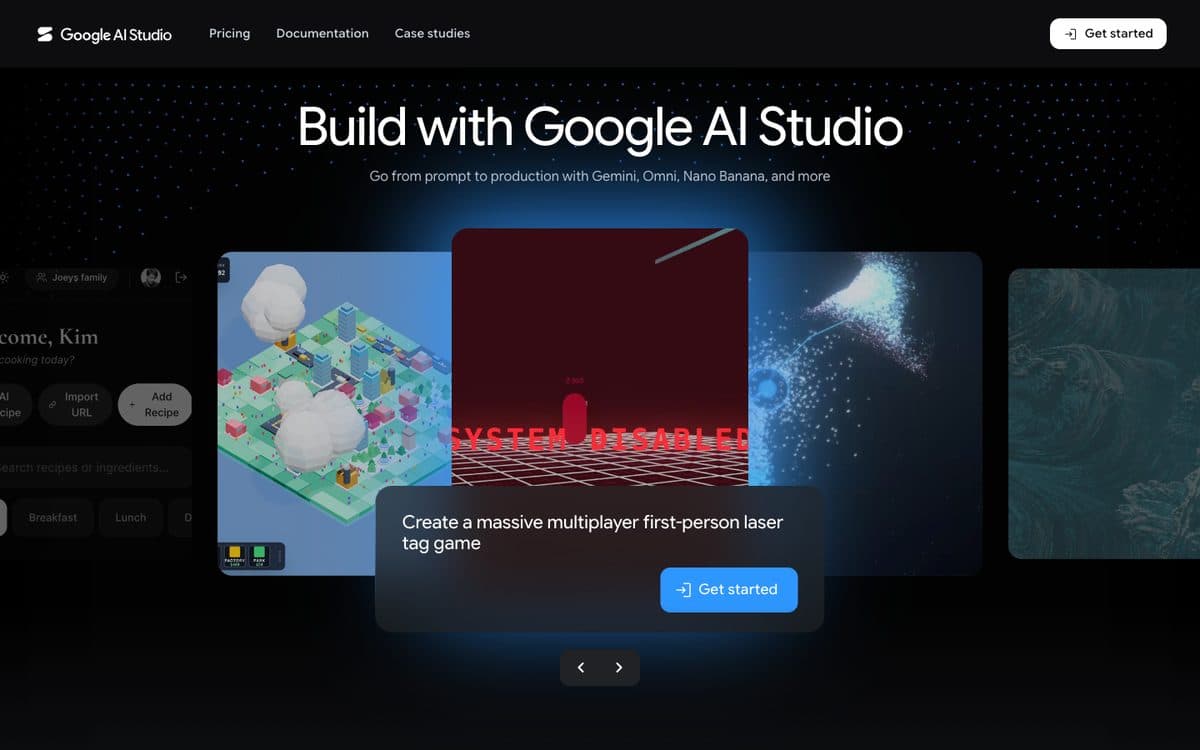 Google AI Studio's home page