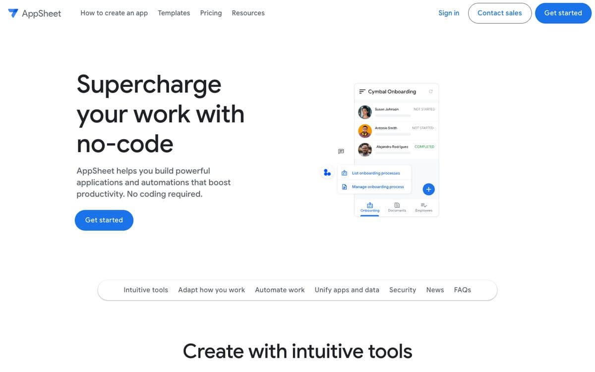 Google AppSheet's home page