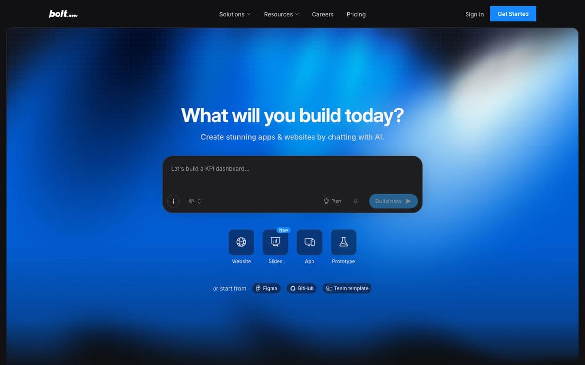 Bolt.new's home page