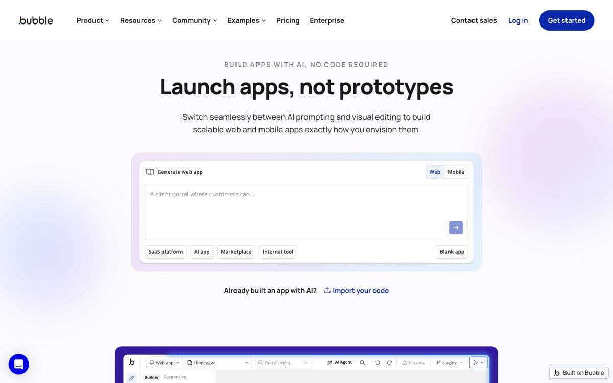 Bubble's home page