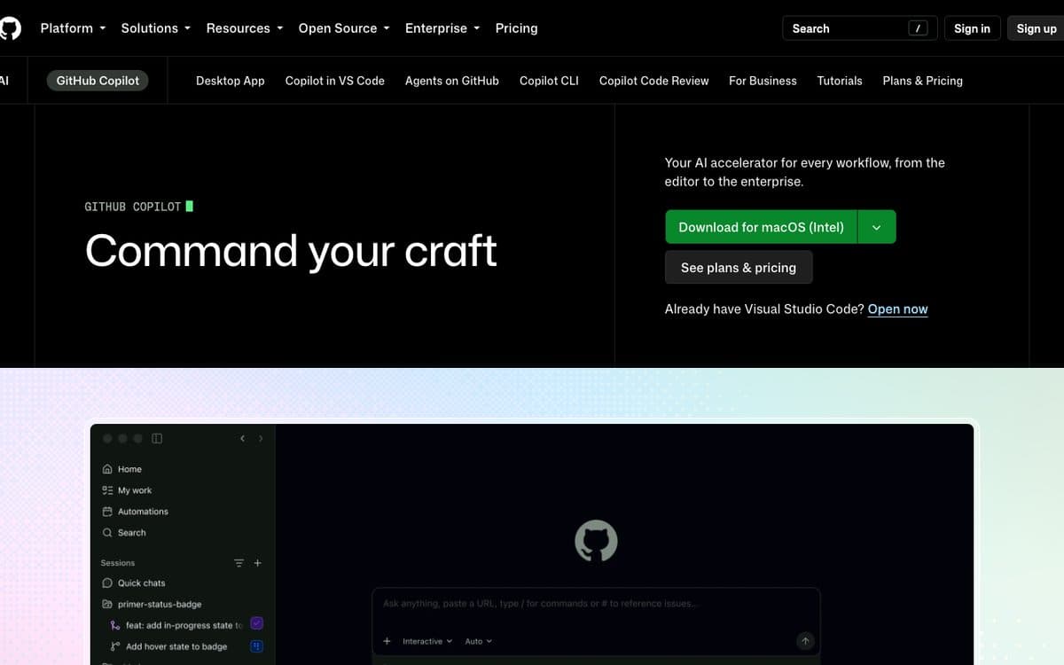GitHub Copilot's home page