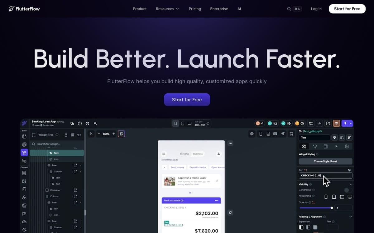 FlutterFlow's home page