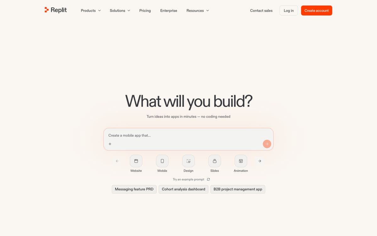 Replit's home page