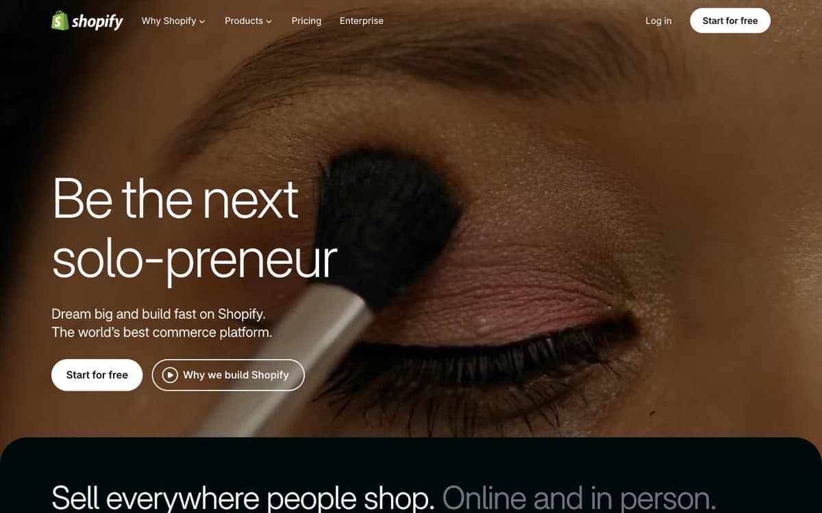 Shopify's home page