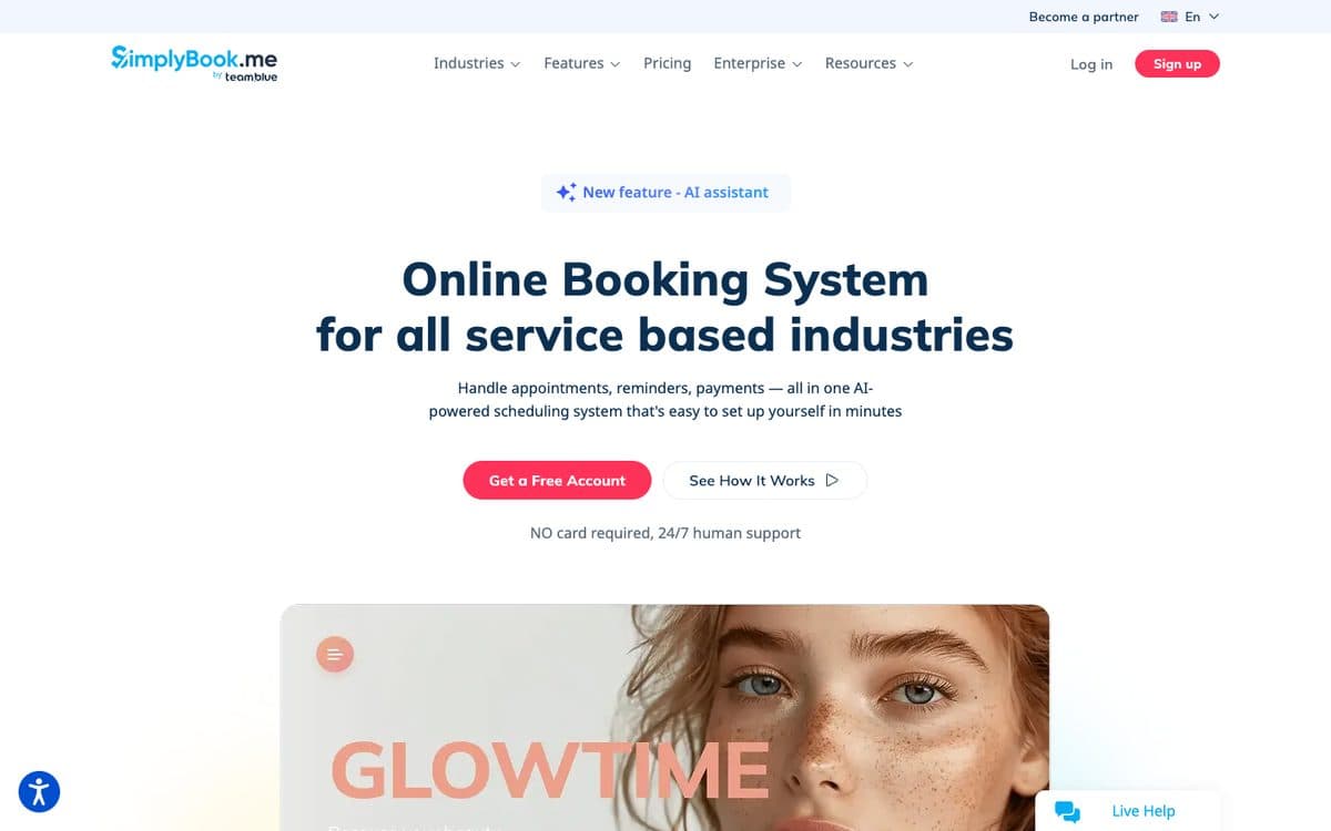 SimplyBook.me's home page