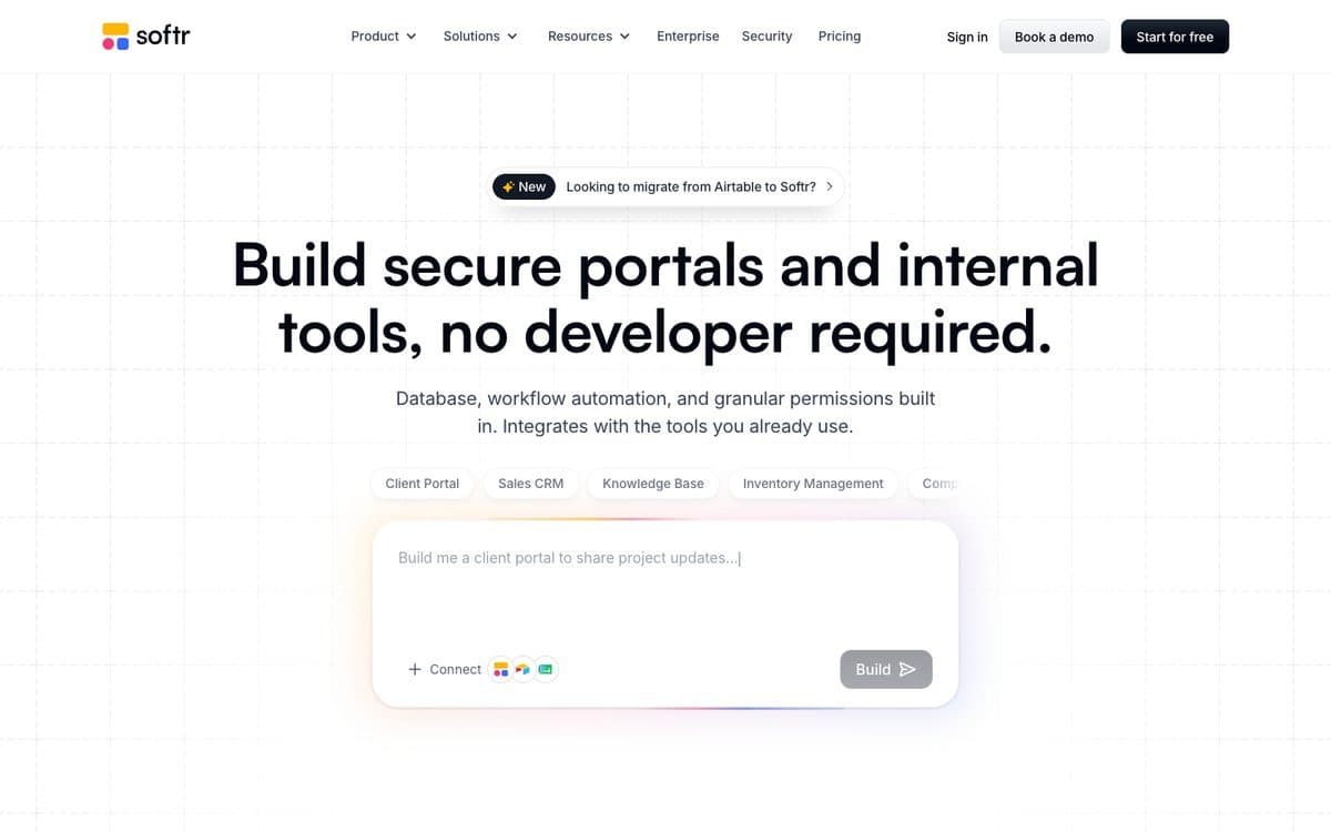 Softr's home page
