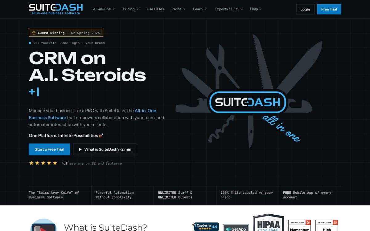 SuiteDash's home page