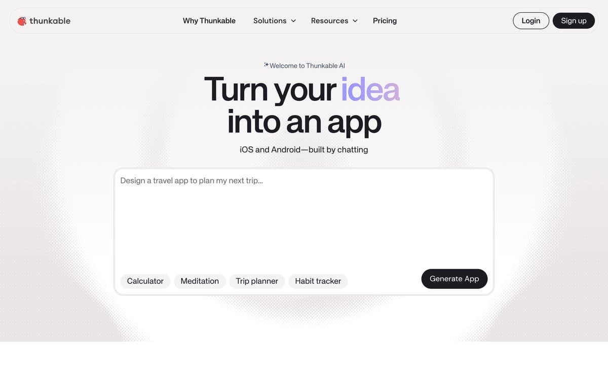 Thunkable's home page