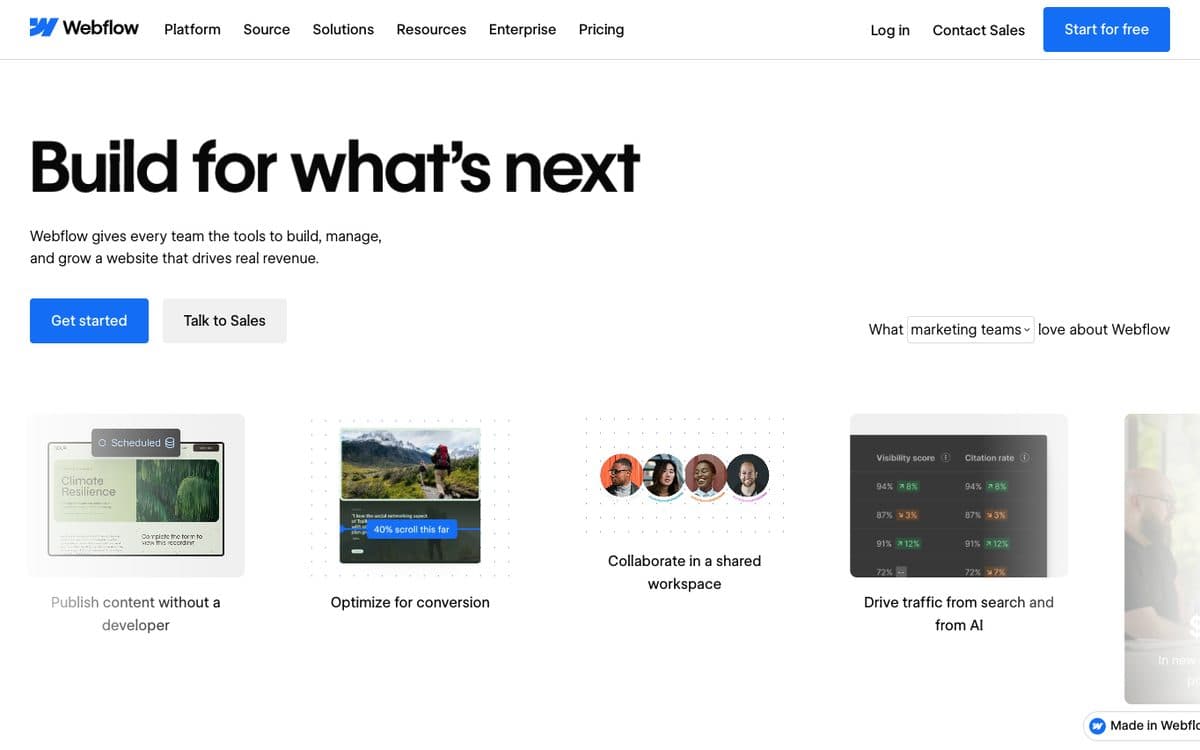 Webflow's home page