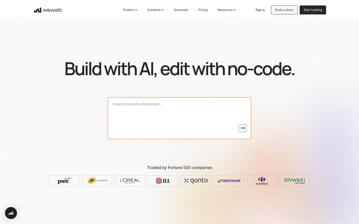 WeWeb's home page