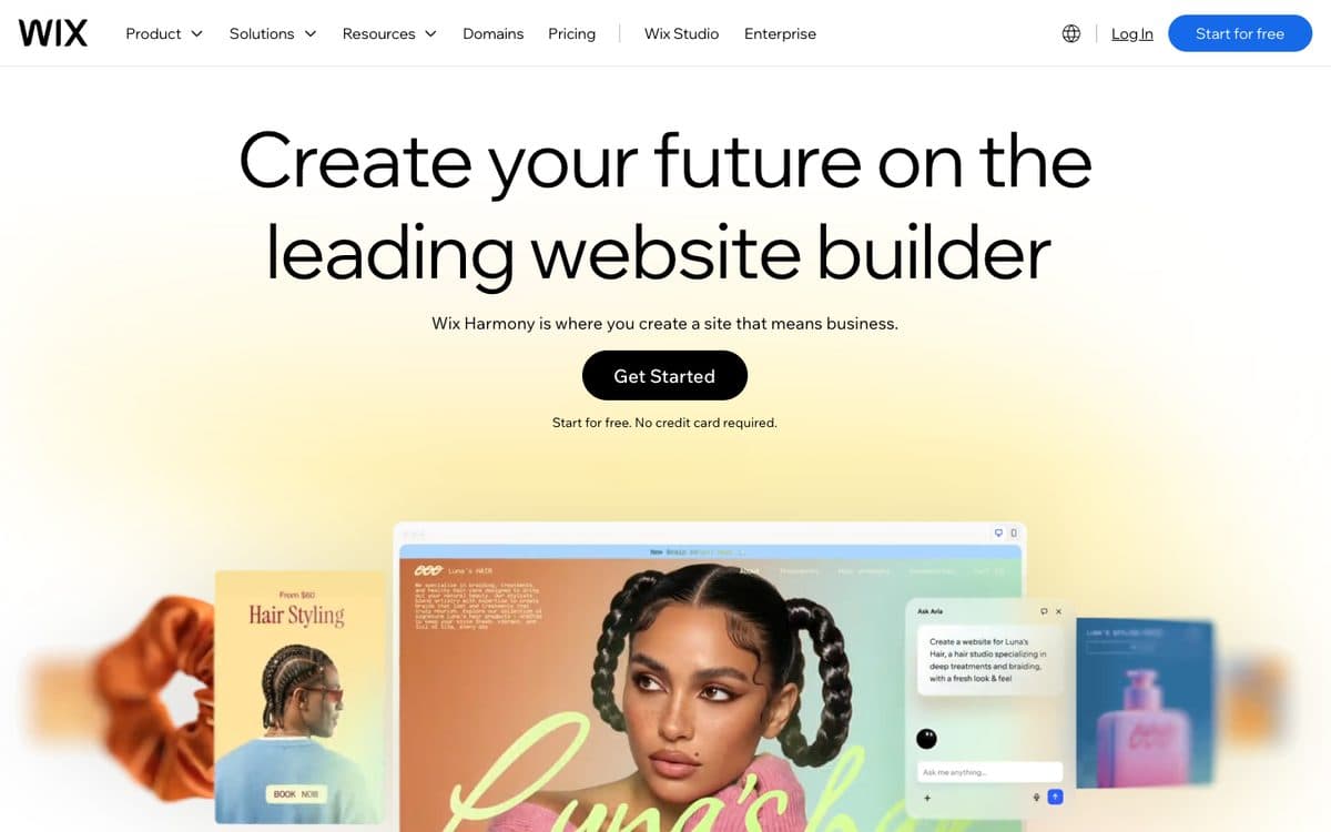 Wix's home page