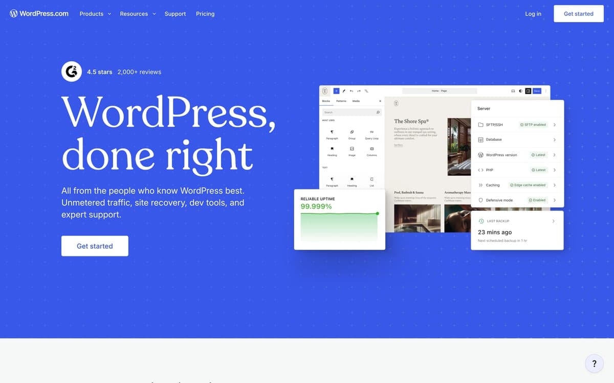 WordPress.com's home page