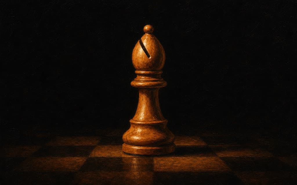 A lone chess bishop on an empty board