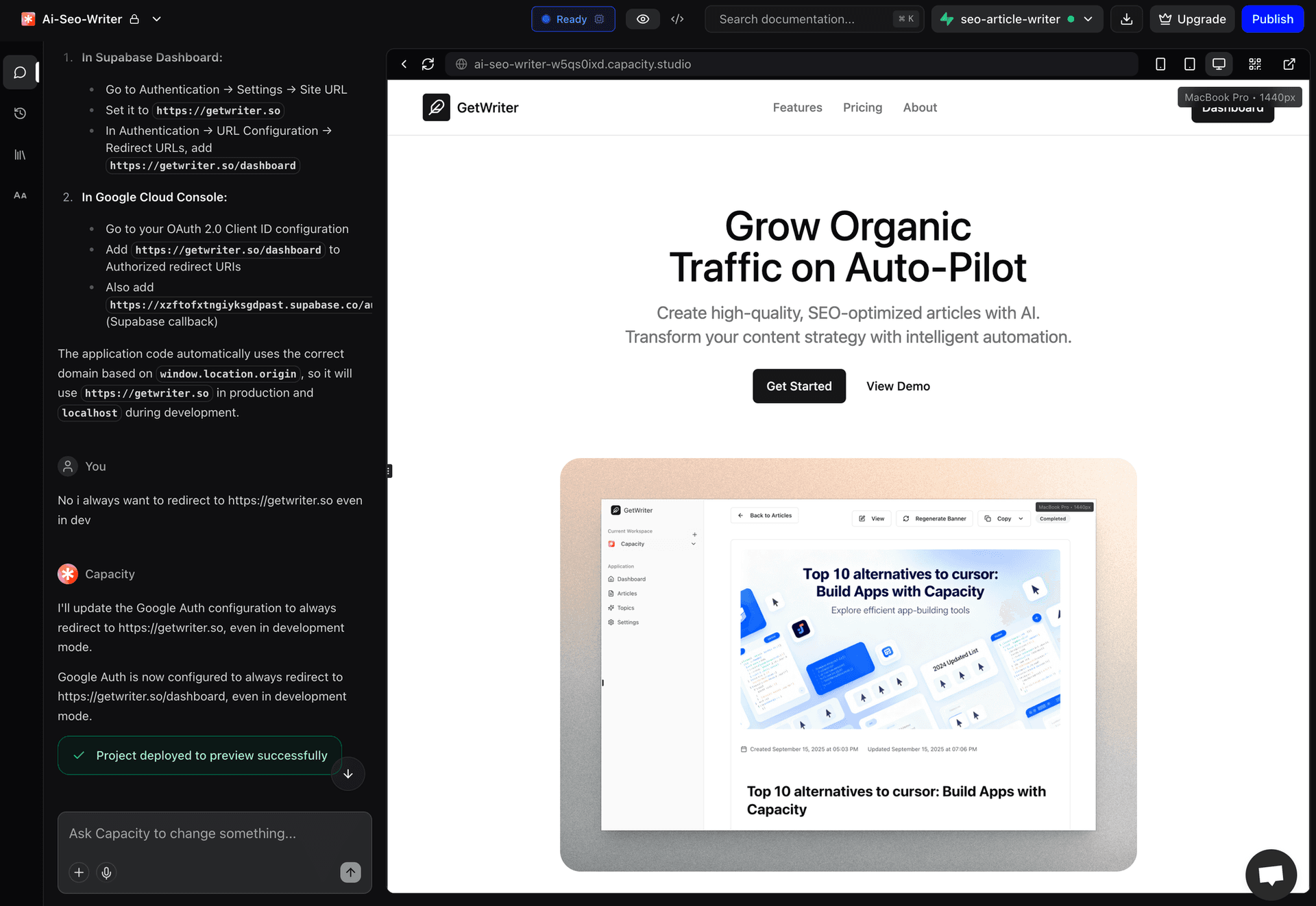 How I created an App with AI in 10 Hours With Capacity ( no code )