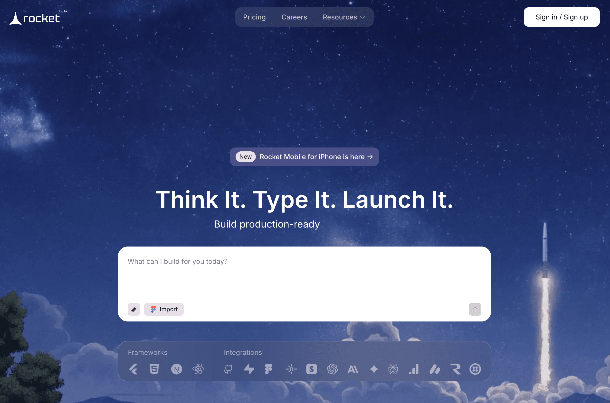 Rocket.new homepage screenshot