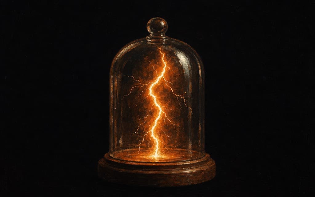A lightning bolt captured in a glass bell jar